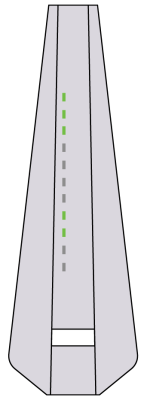 A diagram displaying which green lights should be on for the Kaon modem.
